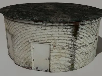 Industrial building Low-poly 3D model 3