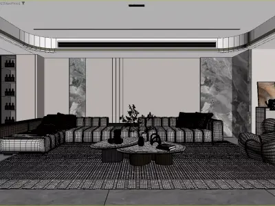 Modern Luxury Living Room with Minimalist Sophistication 3D model