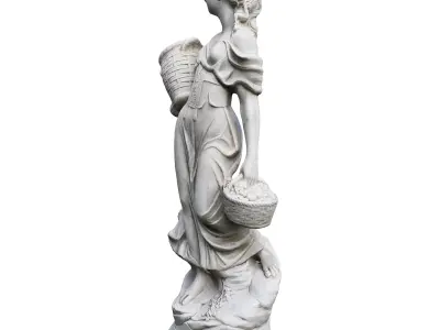 Garden sculpture Antique girl with baskets Low-poly 3D model