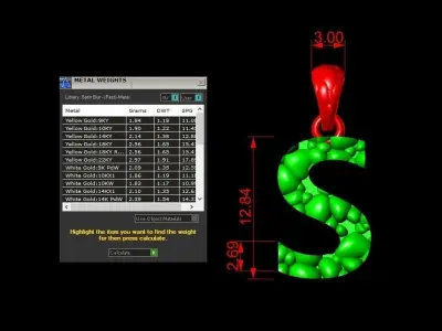 S LETTER Alphabet ROCKS PENDANT 3D print model 3D print model