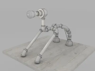 Table Pipe Dog Lamp 3D model