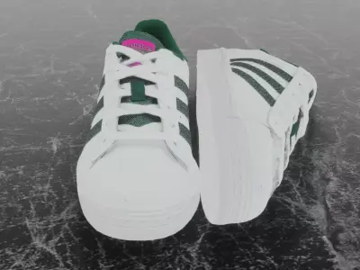 Adidas 3D Shoes - White - Green SuperStar Series Low-poly 3D model
