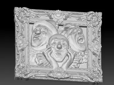 clowns - theatre-art themed framed billboard 3D print model