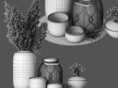 Decorative set with pampas 3D model
