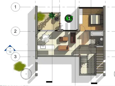 Tiny House Floor Plans Low-poly 3D model