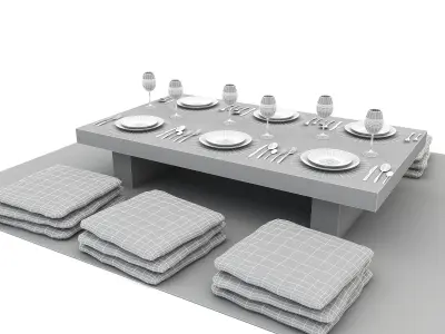 bohem dining tabe 3D model Low-poly 3D model