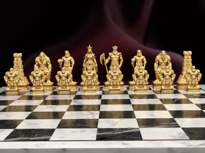 Titan Chess Set  Giants  Gods Mythology 3D Game Ready 3D print model