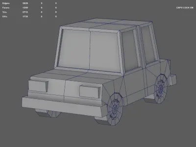 Cartoon Low Poly Car for mobile games Low-poly 3D model