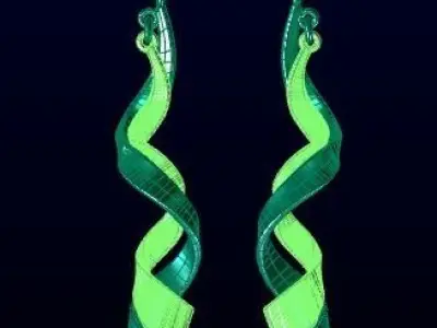 print model earring pair of gold - plated earrings 3D print model