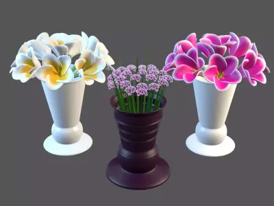 Decor bouquet of flowers in a vase 3D Model Collection