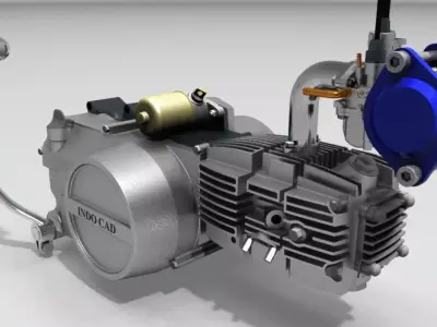 Horizontal bar motorcycle engine 3D print model