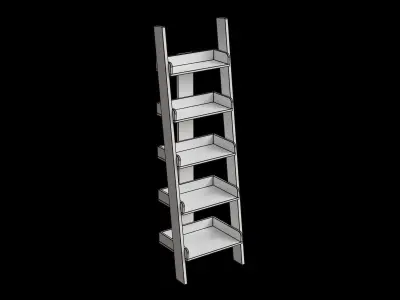 Narrow Ladder Oak Effect Shelf Low-poly 3D model