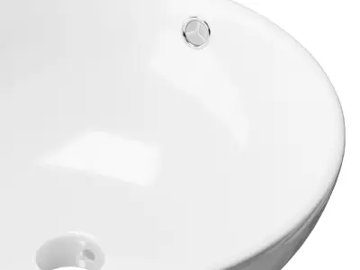 Round Countertop Vessel Bathroom Sink White with Overflow 3D model