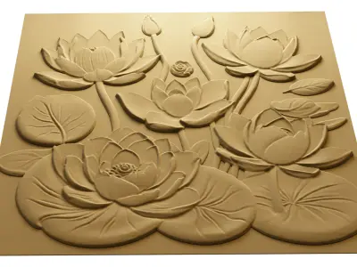 modern panel wall decor set wall relief mural CNC 151 3D model