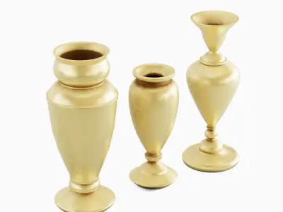 Antique Golden Vases 03 Low-poly 3D model
