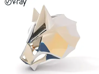 Geometric Panther Head Wall Sculpture Model Pack Low-poly 3D model