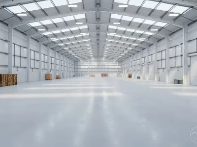 Industrial Warehouse Interior 11b - Textured - UE5 - Blender Low-poly 3D model