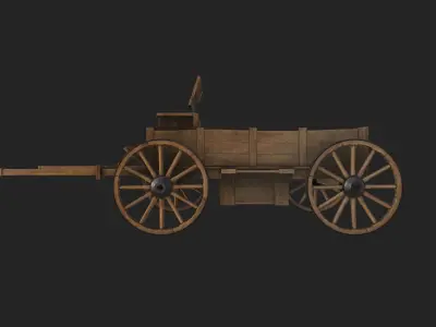 Medieval Wooden Horse Cart Variation 5 - Low Poly And Game Ready Low-poly 3D model