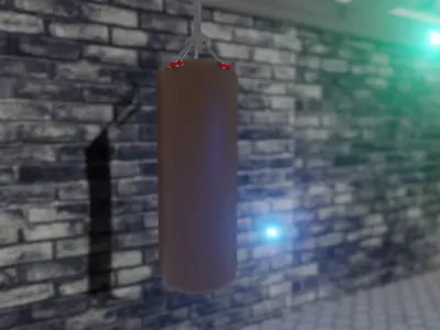 BOXEUR two punching bags hanging on brick wall Low-poly 3D model