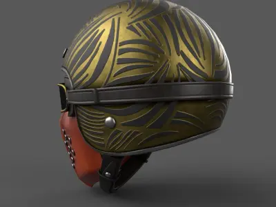 Scifi helmet steampunk low poly  Low-poly 3D model