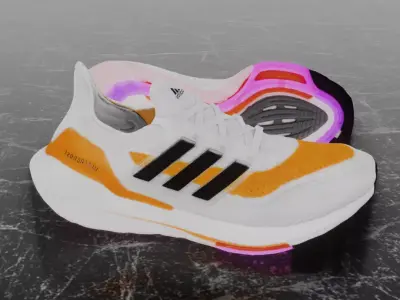  ADIDAS ULTRA BOOST 2021 - ORANGE 3D SHOES  Low-poly 3D model