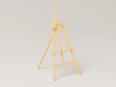 Realistic Paint Desk with Blank White Canvas Low-poly 3D model