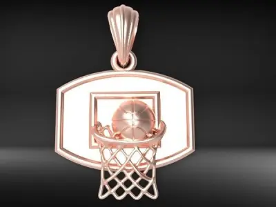 Basketball Hoop Pendant  Charm necklace jewelry 3D print model