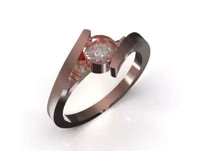 Brilliant Diamond Solitaire stl 3d Ring model sr0113 3D print model