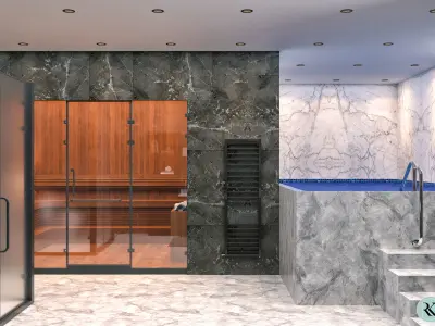 Bathroom with bathtub and shower Free 3D model