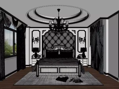 French Style Bedroom 3D Model  3D model