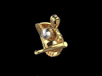 Baseball Glove Ball and Bat Pendant N235 3D print model