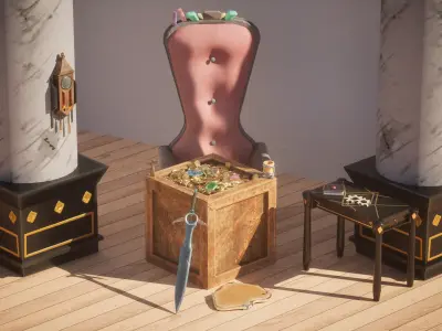 Stylized Fantasy Interior Pack Game Ready Assets Low-poly 3D model