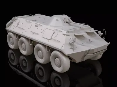 BTR-60 PB Blockout Low-poly 3D model