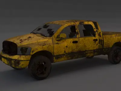 destroyed cars Low-poly 3D model