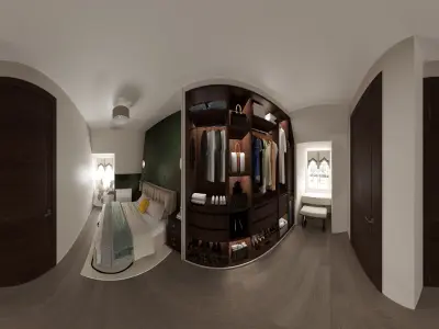 Modern Bedroom Interior Scene 360 Panorama Virtual Tour Ready 3D model