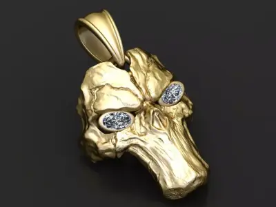 Gold skull pendant  3D print model