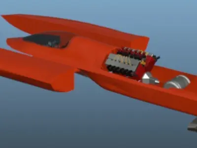 Drag Boat - Terminator - High Poly 3D model