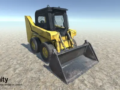 Excavator  Work Machine bulldozer Unity Unrel Lowpoly game ready Low-poly 3D model
