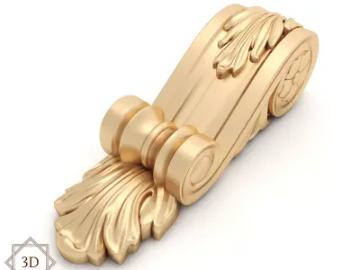 Corbel 6 golden doorknob 3D model