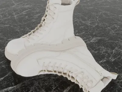 GREYDER 3D BOOTS - WHITE - HIGH Low-poly 3D model