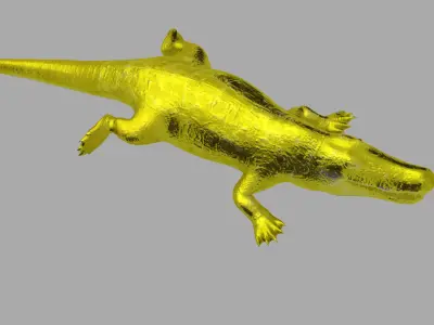 Gold alligator crocodile reptile lizard wildlife teeth skin 3D model