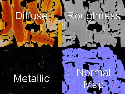 Orange Feather model pack Low-poly 3D model