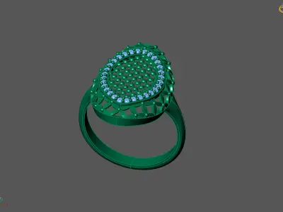 Women Ring With Stone Diamond Ready STL 3DM Models Womens Rings 3D print model 5
