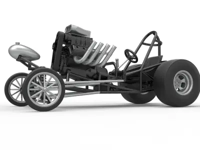 Vintage Front engine dragster Base Version 2 Scale 1 to 25 3D print model