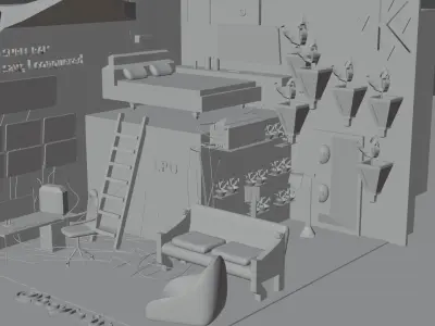 3D Sci-Fi Room  Free low-poly 3D model