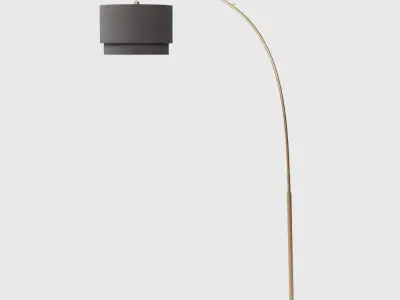 Meryl Arc Brass Floor Lamp with White Shade 3D model