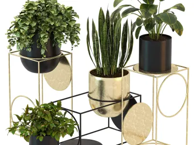 Modern Planters With Geometric Designs 02 3D model