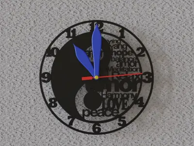 ying yang wall clock 3D print model