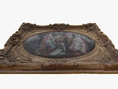 3D Scan Old Painting with classic gold frame 2 Low-poly 3D model