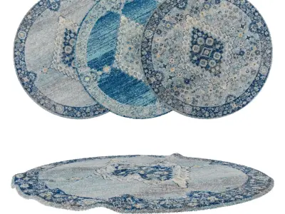 Round Rug Set 197 3D model
